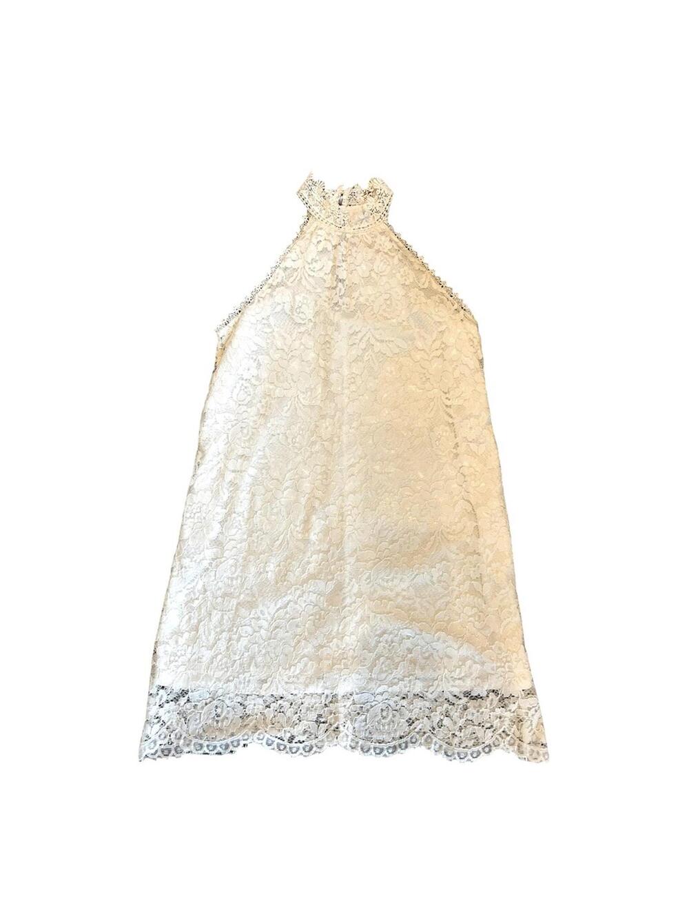 AYLA white lace halter neck sleeveless mini dress size XS